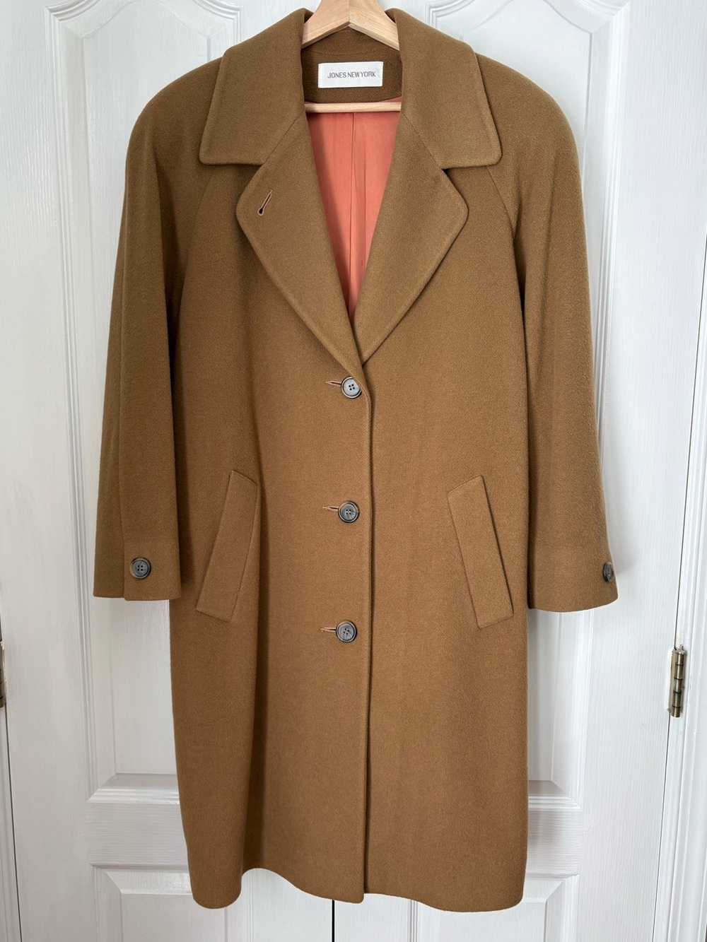 Vintage 90’s Jones New York Camel Brown 100% Wool Coat, L 🤎